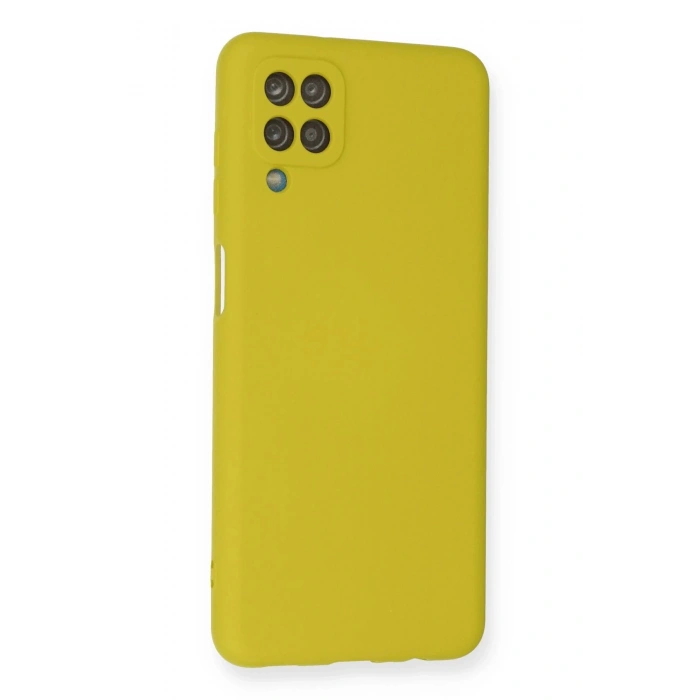Newface Samsung Galaxy A12 Kılıf Nano içi Kadife Silikon - Sarı