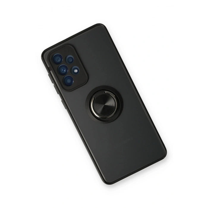 Newface Samsung Galaxy A13 4G Kılıf Montreal Yüzüklü Silikon Kapak - Siyah