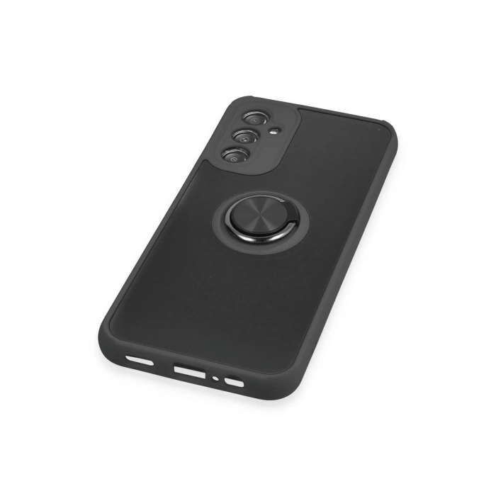 Newface Samsung Galaxy A14 4G Kılıf Montreal Yüzüklü Silikon Kapak - Siyah