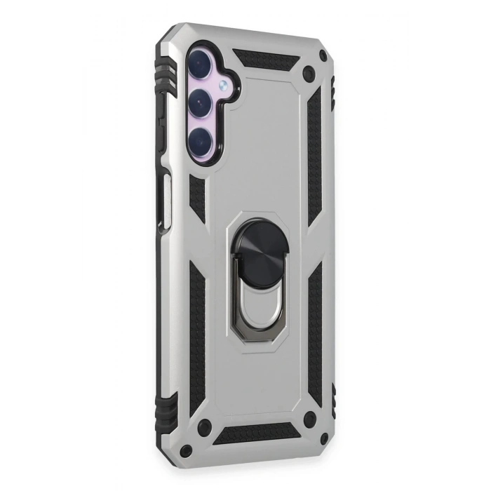 Newface Samsung Galaxy A14 4G Kılıf Sofya Yüzüklü Silikon Kapak - Gümüş