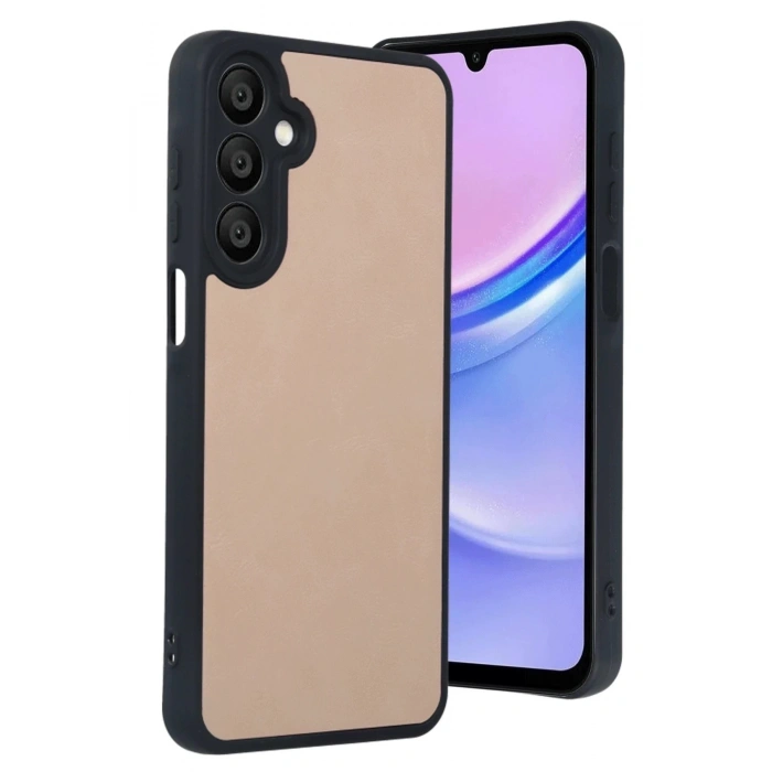 Newface Samsung Galaxy A15 4G Kılıf Aras Deri Kapak - Pudra