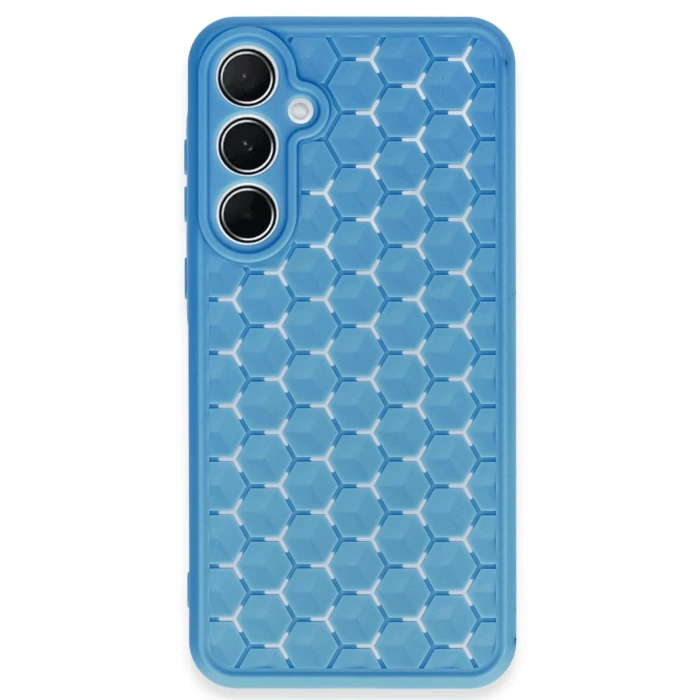 Newface Samsung Galaxy A15 4G Kılıf Petek Silikon Kapak - Mavi