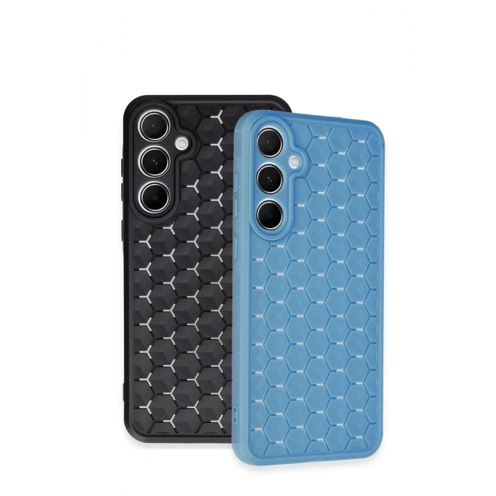 Newface Samsung Galaxy A15 4G Kılıf Petek Silikon Kapak - Mavi