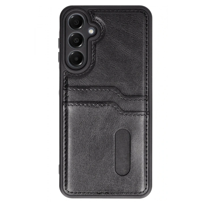 Newface Samsung Galaxy A15 4G Kılıf Sara Kartvizitli Deri Kılıf - Siyah