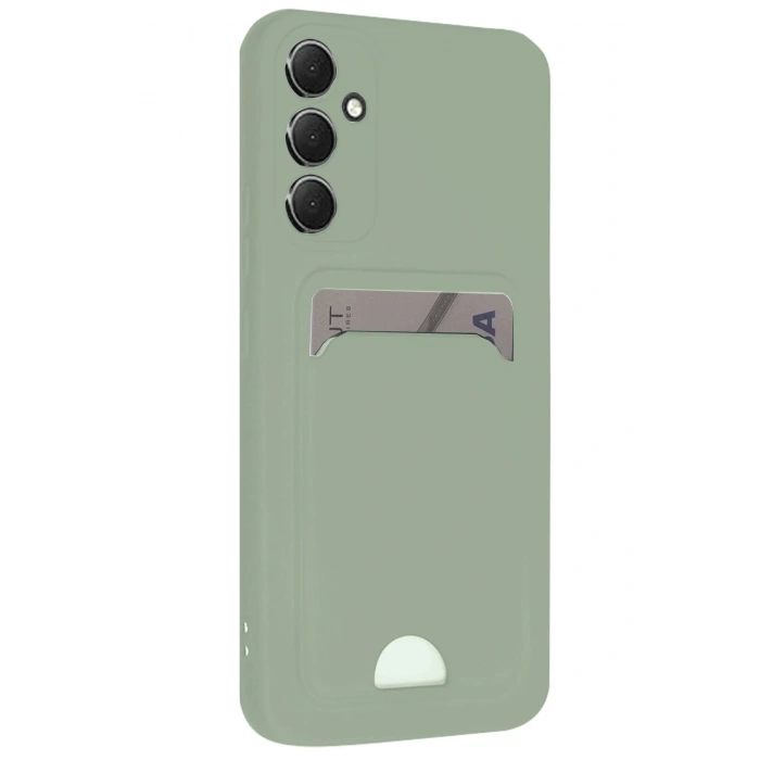 Newface Samsung Galaxy A16 5G Kılıf Kelvin Kartvizitli Silikon - Su Yeşili