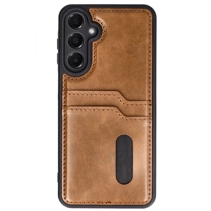 Newface Samsung Galaxy A16 5G Kılıf Sara Kartvizitli Deri Kılıf - Taba