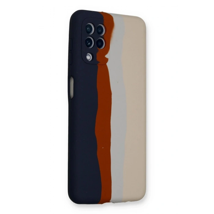 Newface Samsung Galaxy A22 Kılıf Ebruli Lansman Silikon - Lacivert-Krem