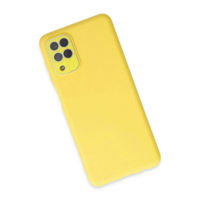 Newface Samsung Galaxy A22 Kılıf Lansman Glass Kapak - Sarı