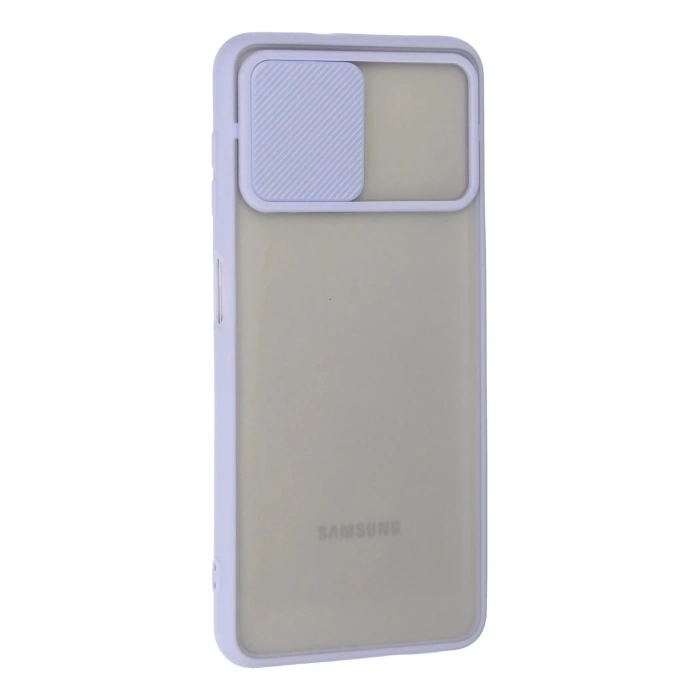 Newface Samsung Galaxy A22 Kılıf Palm Buzlu Kamera Sürgülü Silikon - Lila