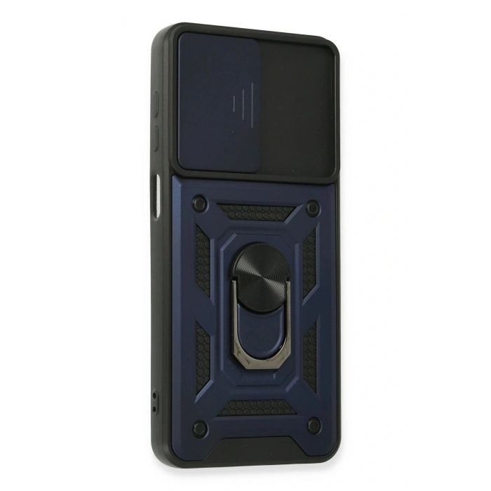 Newface Samsung Galaxy A22 Kılıf Pars Lens Yüzüklü Silikon - Lacivert