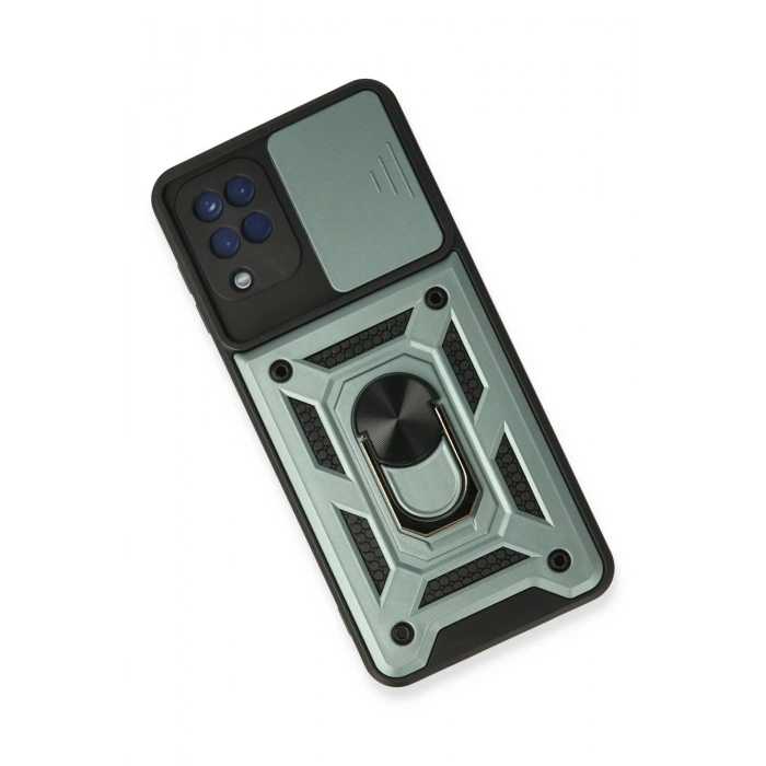 Newface Samsung Galaxy A22 Kılıf Pars Lens Yüzüklü Silikon - Yeşil