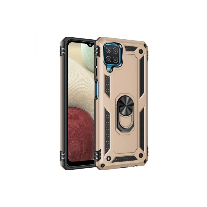 Newface Samsung Galaxy A22 Kılıf Sofya Yüzüklü Silikon Kapak - Gold