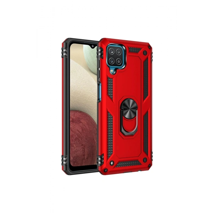 Newface Samsung Galaxy A22 Kılıf Sofya Yüzüklü Silikon Kapak - Kırmızı