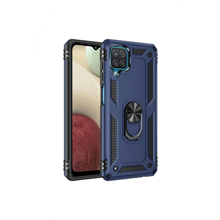 Newface Samsung Galaxy A22 Kılıf Sofya Yüzüklü Silikon Kapak - Lacivert