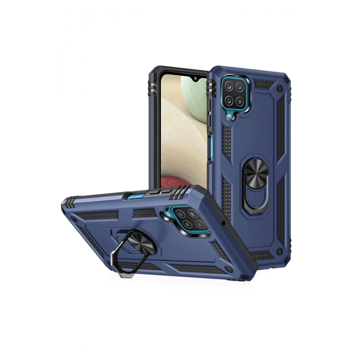 Newface Samsung Galaxy A22 Kılıf Sofya Yüzüklü Silikon Kapak - Lacivert