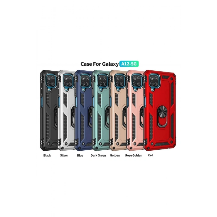 Newface Samsung Galaxy A22 Kılıf Sofya Yüzüklü Silikon Kapak - Lacivert