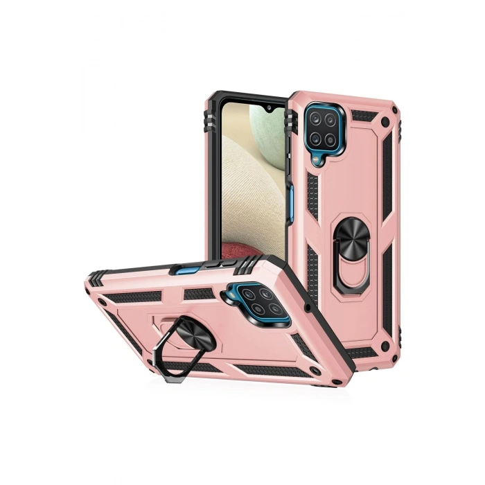 Newface Samsung Galaxy A22 Kılıf Sofya Yüzüklü Silikon Kapak - Rose