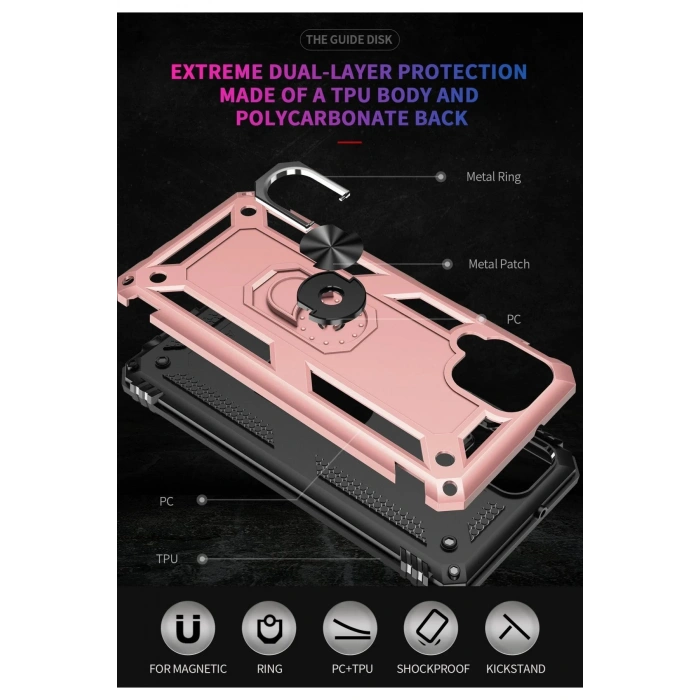 Newface Samsung Galaxy A22 Kılıf Sofya Yüzüklü Silikon Kapak - Rose