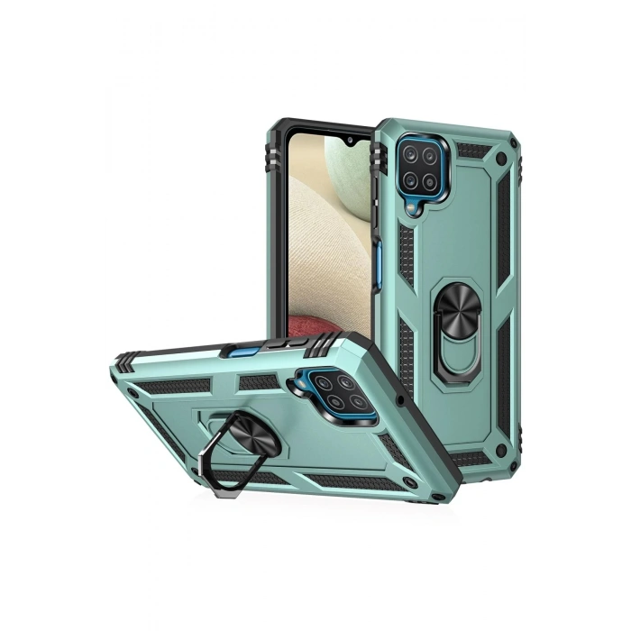 Newface Samsung Galaxy A22 Kılıf Sofya Yüzüklü Silikon Kapak - Yeşil