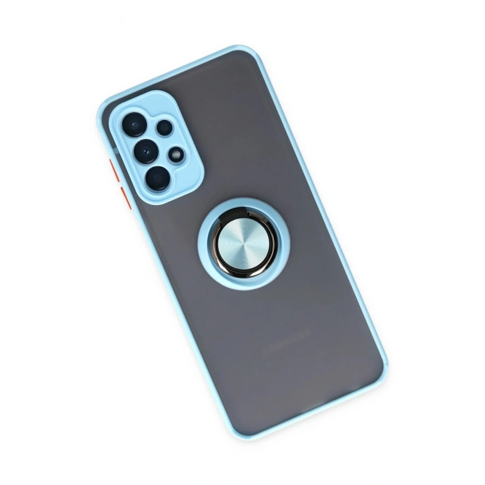 Newface Samsung Galaxy A23 4G Kılıf Montreal Yüzüklü Silikon Kapak - Buz Mavi