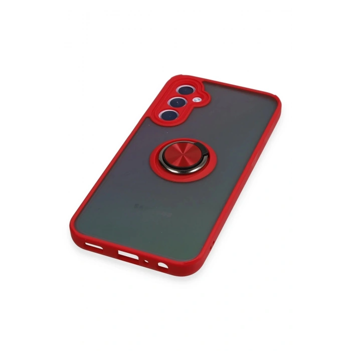 Newface Samsung Galaxy A24 4G Kılıf Montreal Yüzüklü Silikon Kapak - Kırmızı