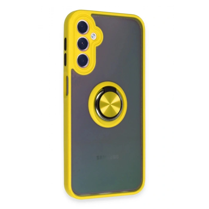 Newface Samsung Galaxy A24 4G Kılıf Montreal Yüzüklü Silikon Kapak - Sarı