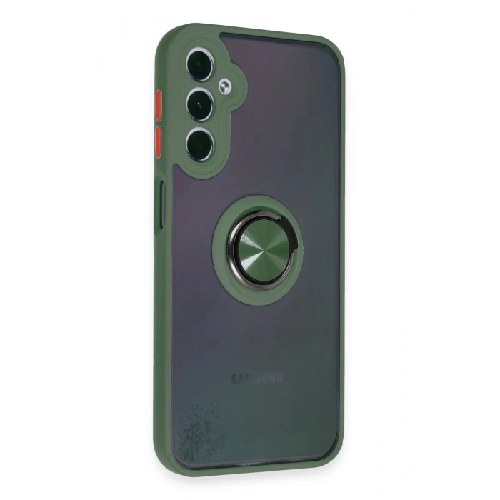 Newface Samsung Galaxy A24 4G Kılıf Montreal Yüzüklü Silikon Kapak - Yeşil