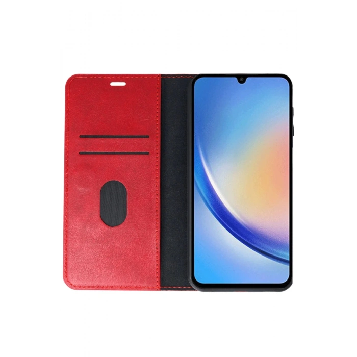 Newface Samsung Galaxy A24 4G Kılıf Trend S Plus Kapaklı Kılıf - Kırmızı