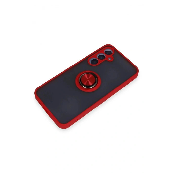 Newface Samsung Galaxy A25 5G Kılıf Montreal Yüzüklü Silikon Kapak - Kırmızı