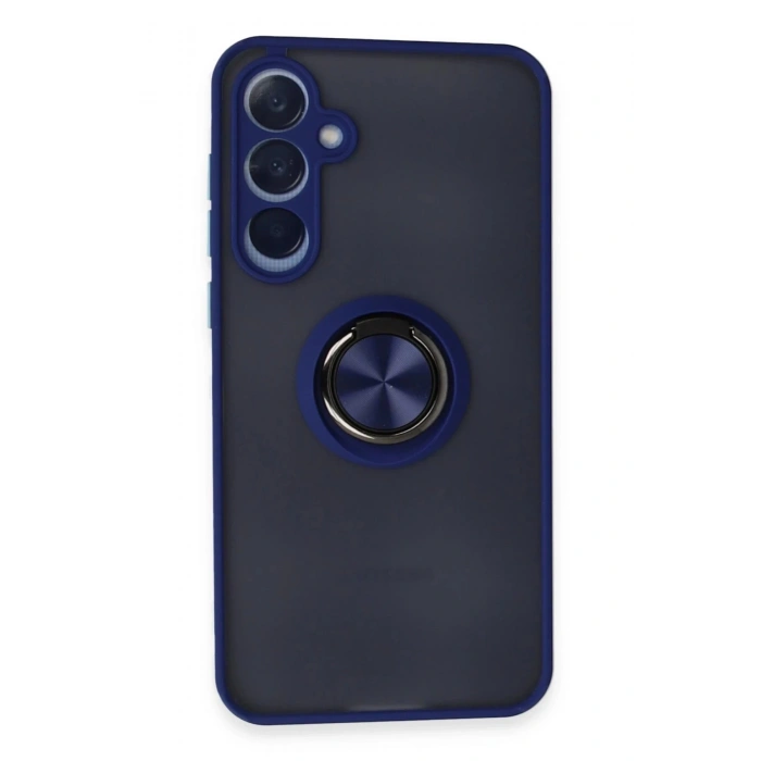 Newface Samsung Galaxy A25 5G Kılıf Montreal Yüzüklü Silikon Kapak - Lacivert