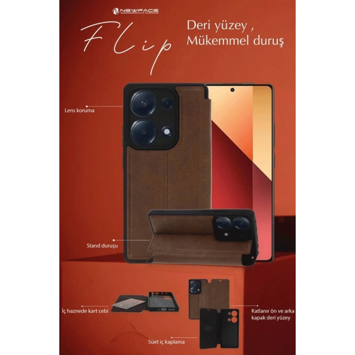 Newface Samsung Galaxy A26 Kılıf Flip Cover - Kırmızı