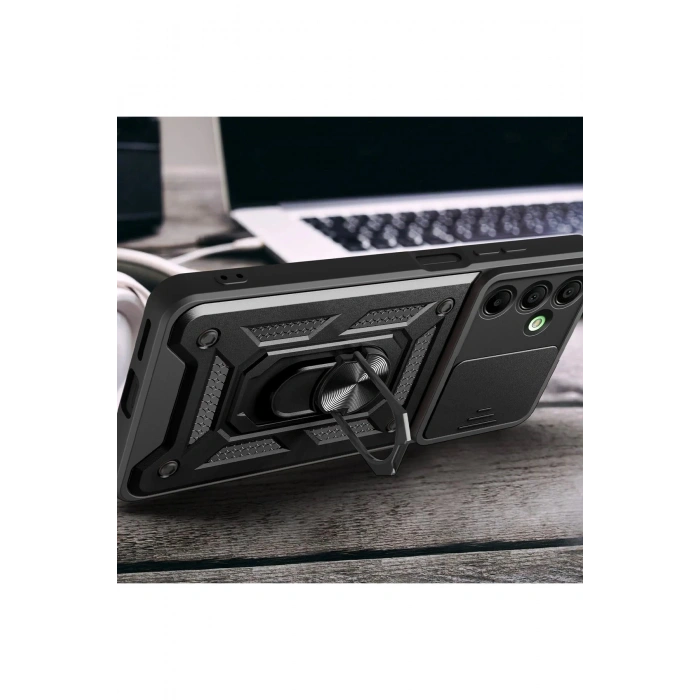 Newface Samsung Galaxy A26 Kılıf Pars Lens Yüzüklü Silikon - Kırmızı