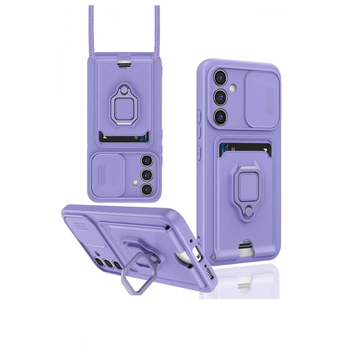 Newface Samsung Galaxy A26 Kılıf Zuma Kartvizitli Yüzüklü Silikon - Lila