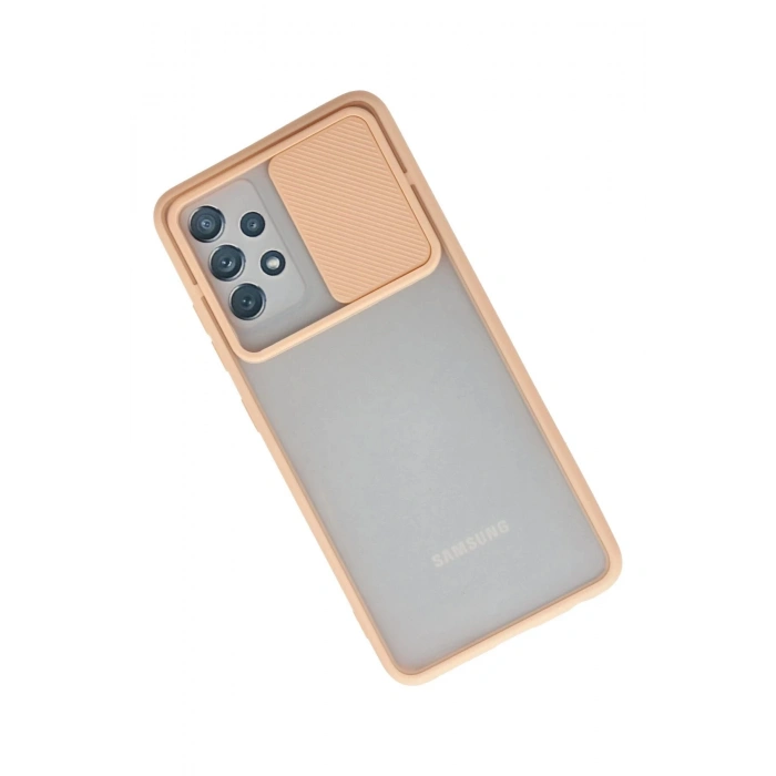 Newface Samsung Galaxy A32 Kılıf Palm Buzlu Kamera Sürgülü Silikon - Pembe