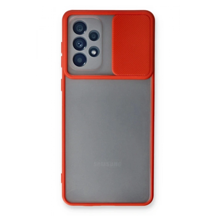 Newface Samsung Galaxy A33 5G Kılıf Palm Buzlu Kamera Sürgülü Silikon - Kırmızı
