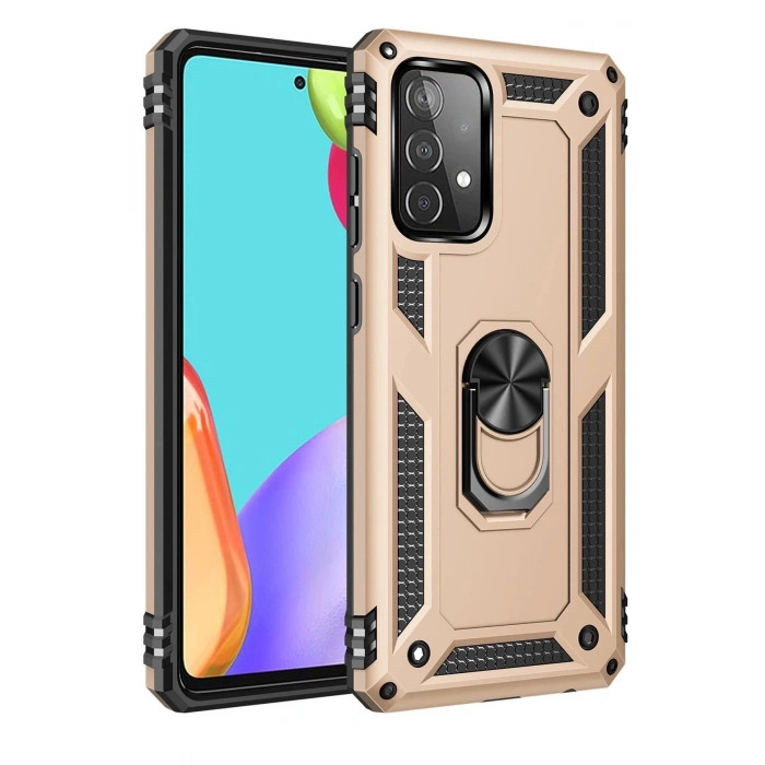 Newface Samsung Galaxy A33 5G Kılıf Sofya Yüzüklü Silikon Kapak - Gold