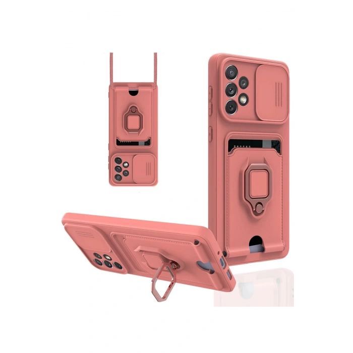 Newface Samsung Galaxy A33 5G Kılıf Zuma Kartvizitli Yüzüklü Silikon - Pembe