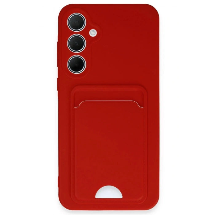 Newface Samsung Galaxy A35 5G Kılıf Kelvin Kartvizitli Silikon - Kırmızı