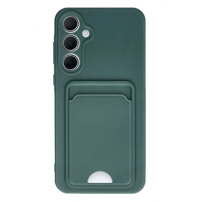 Newface Samsung Galaxy A35 5G Kılıf Kelvin Kartvizitli Silikon - Koyu Yeşil