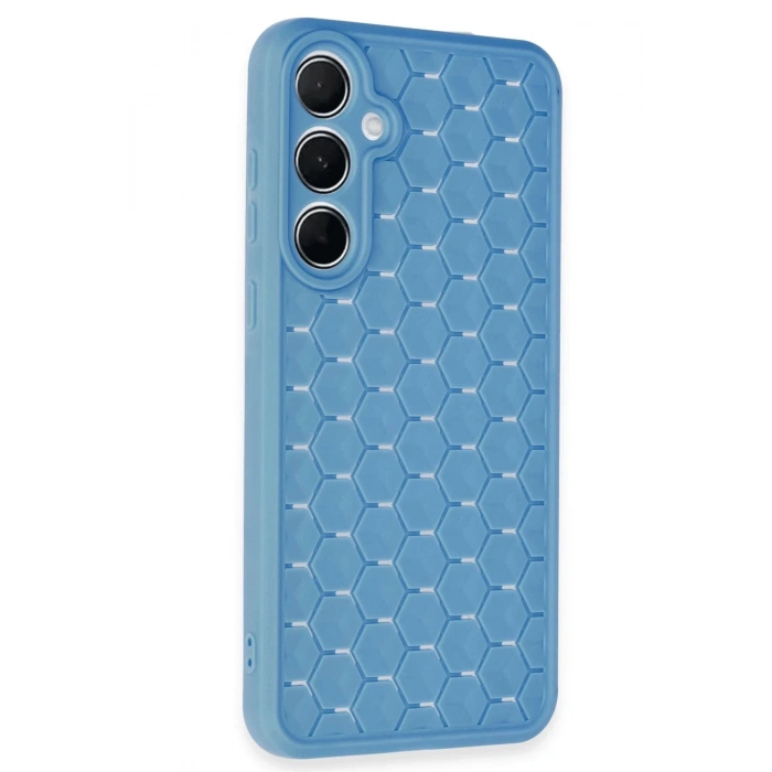 Newface Samsung Galaxy A35 5G Kılıf Petek Silikon Kapak - Mavi