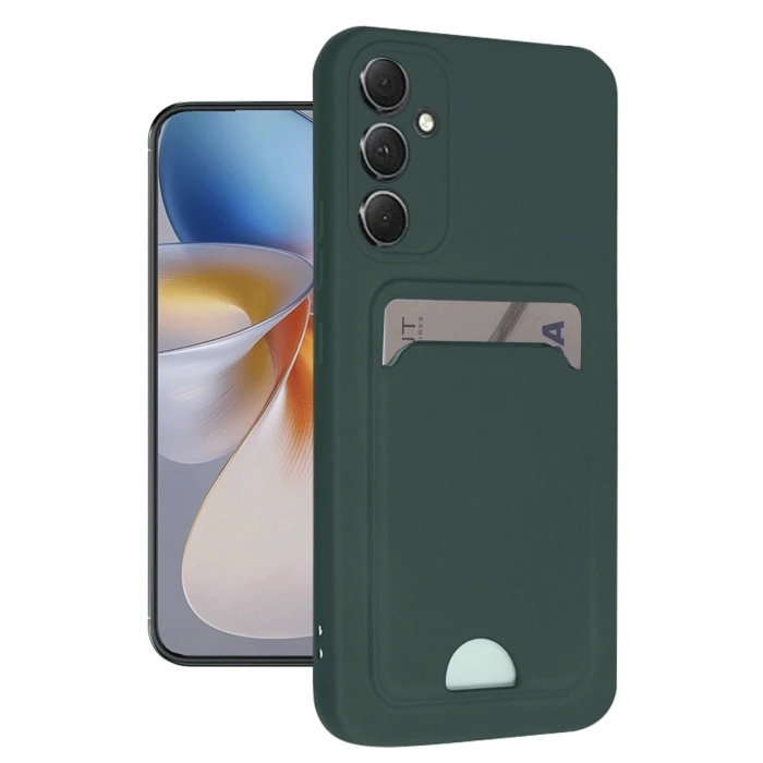 Newface Samsung Galaxy A36 Kılıf Kelvin Kartvizitli Silikon - Koyu Yeşil