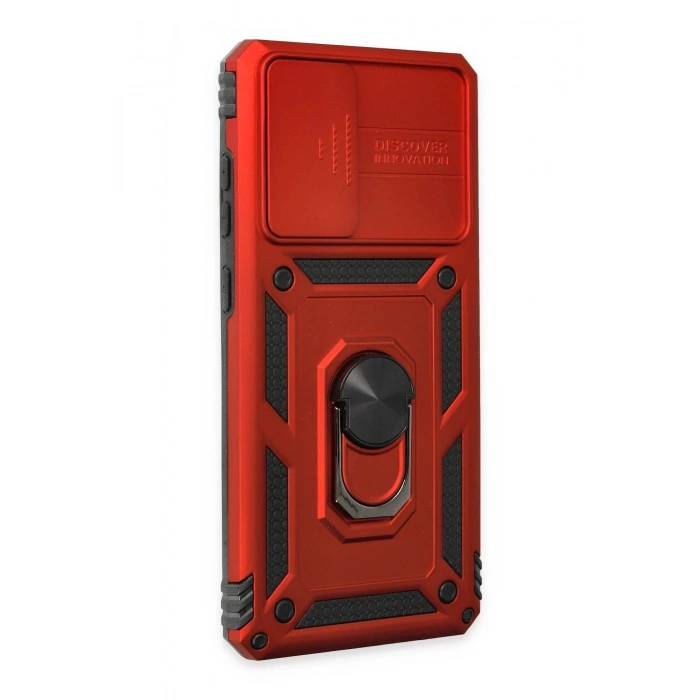 Newface Samsung Galaxy A52 Kılıf Pars Lens Yüzüklü Silikon - Kırmızı