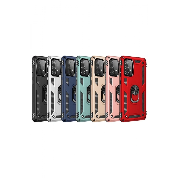 Newface Samsung Galaxy A52 Kılıf Sofya Yüzüklü Silikon Kapak - Lacivert