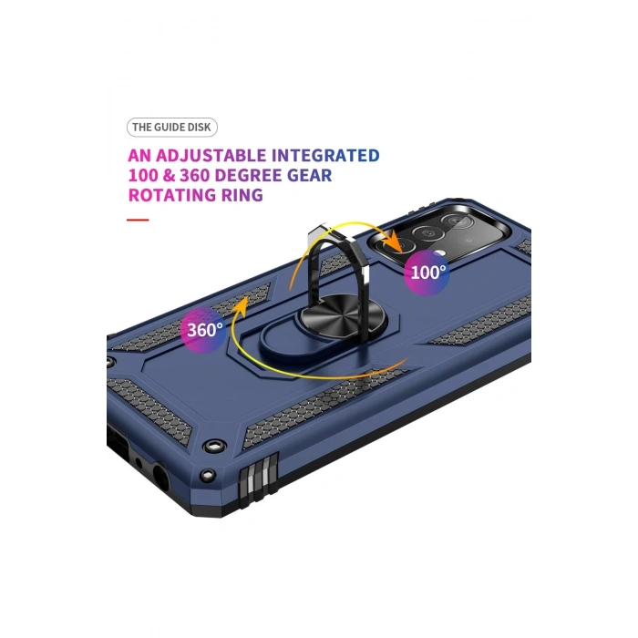 Newface Samsung Galaxy A52 Kılıf Sofya Yüzüklü Silikon Kapak - Lacivert