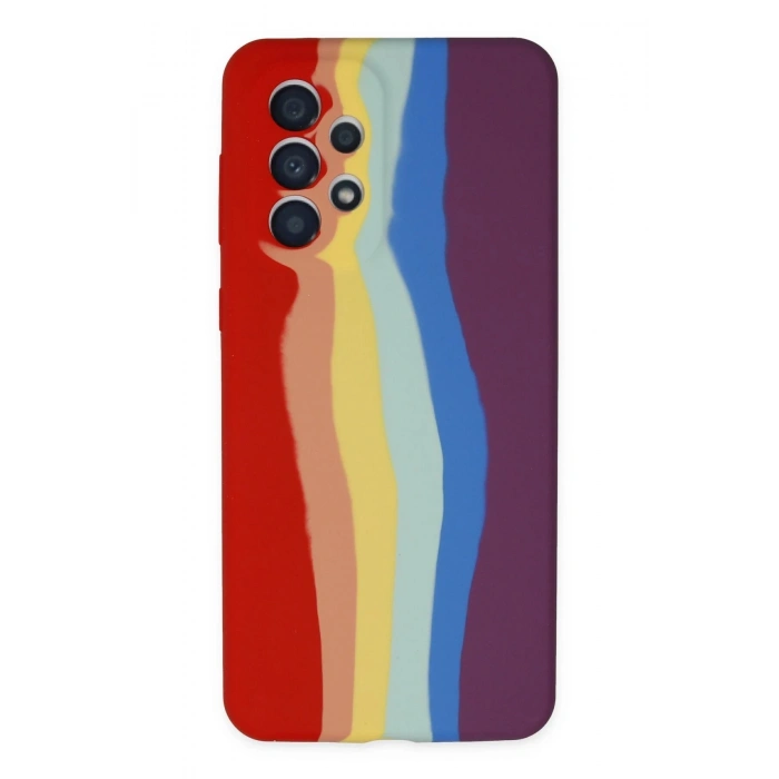 Newface Samsung Galaxy A53 5G Kılıf Ebruli Lansman Silikon - Kırmızı-Mor