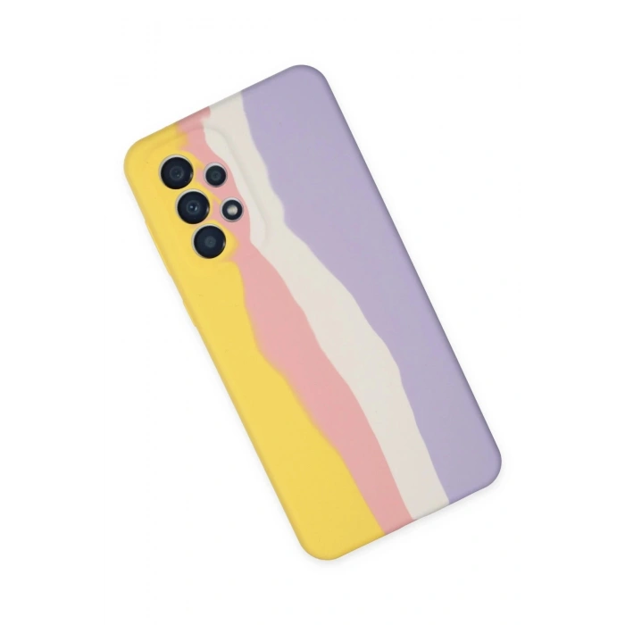 Newface Samsung Galaxy A53 5G Kılıf Ebruli Lansman Silikon - Sarı-Mavi