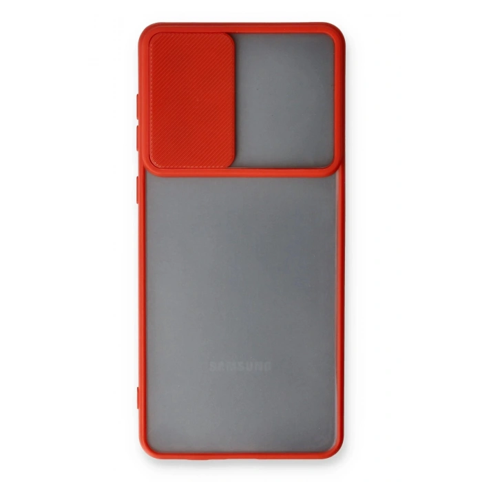 Newface Samsung Galaxy A53 5G Kılıf Palm Buzlu Kamera Sürgülü Silikon - Kırmızı