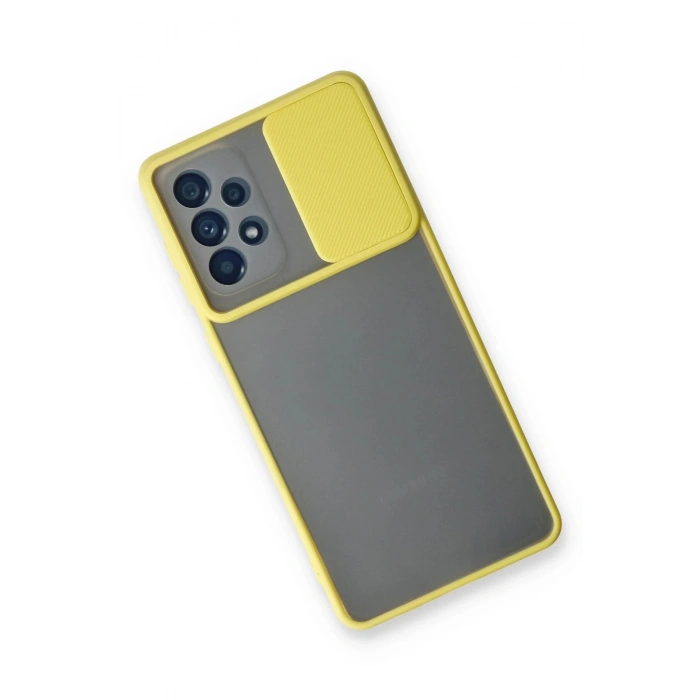 Newface Samsung Galaxy A53 5G Kılıf Palm Buzlu Kamera Sürgülü Silikon - Sarı