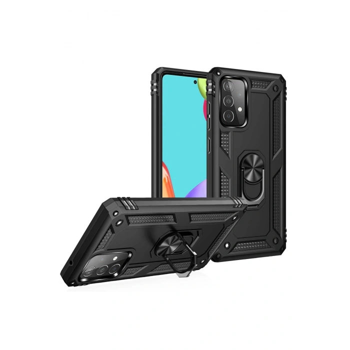 Newface Samsung Galaxy A53 5G Kılıf Sofya Yüzüklü Silikon Kapak - Siyah