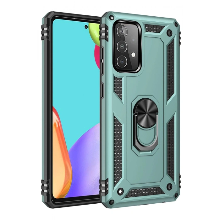 Newface Samsung Galaxy A53 5G Kılıf Sofya Yüzüklü Silikon Kapak - Yeşil